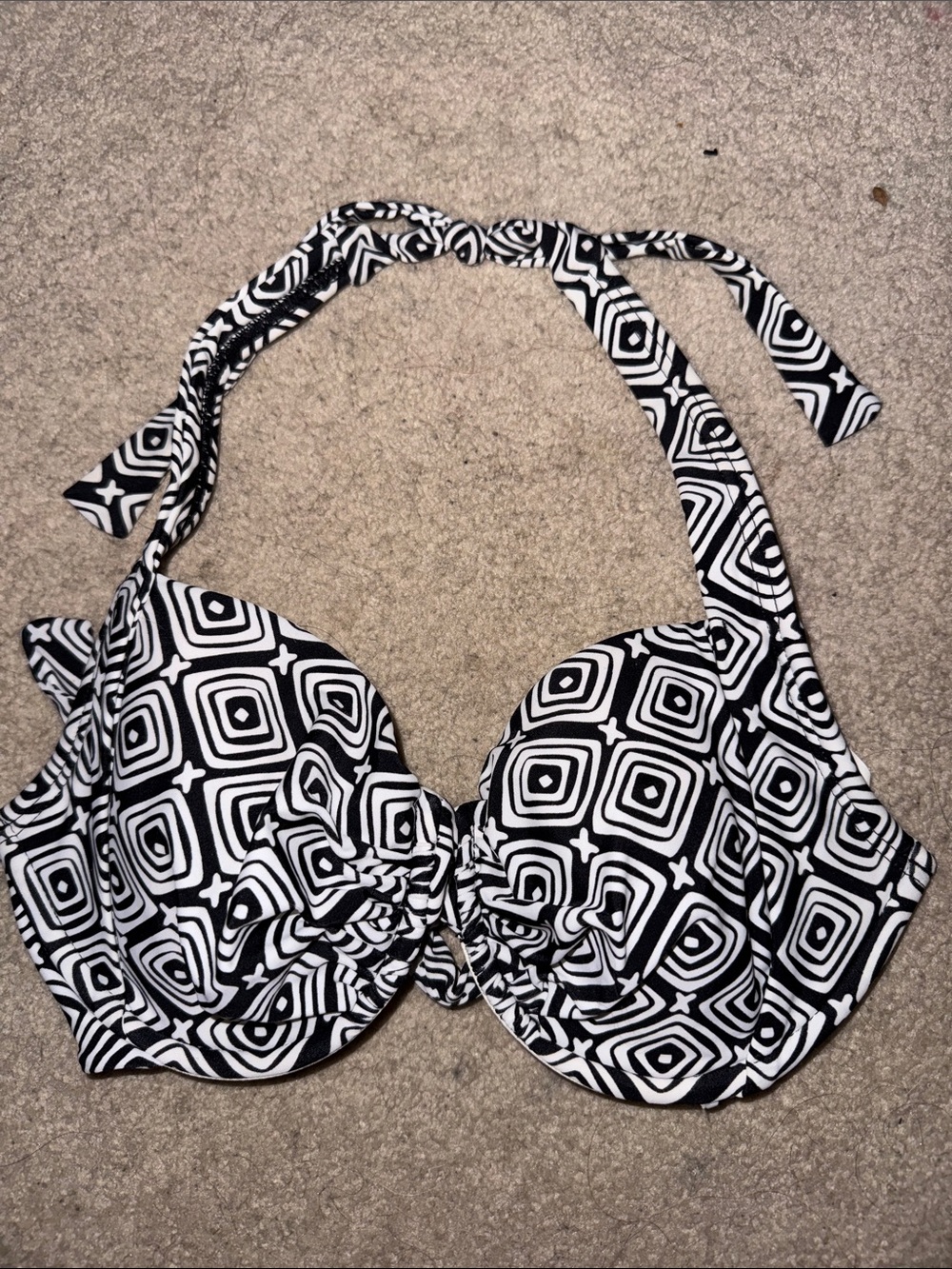 Black & White Geometric Halter Swim Camisole